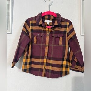 Kids Burberry Plaid Button-Up Shirt in Purple and Orange